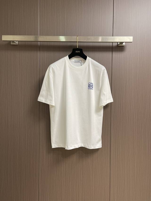 Loewe chest small logo embroidered short-sleeved T-shirt, made of 20-count plain
