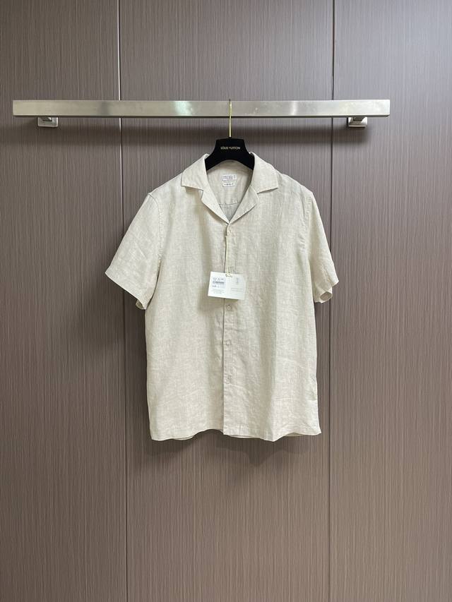 Bc Brunellocucinelli 2025Ss Spring and Summer Men's Short Sleeve Shirt! The uppe