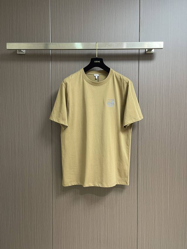 Loewe two-color Italian logo embroidered short-sleeved T-shirt, made of 24S spec