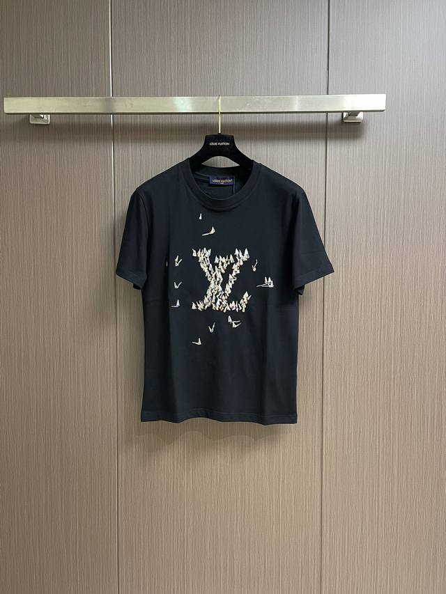 Lv sailboat embroidered round neck short-sleeved T-shirt, made of customized cot
