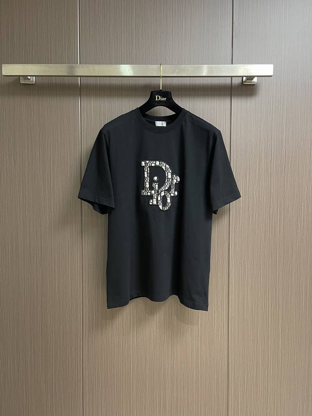 Dior 2025Ss high-quality embossed jacquard letter patchwork embroidered short-sl