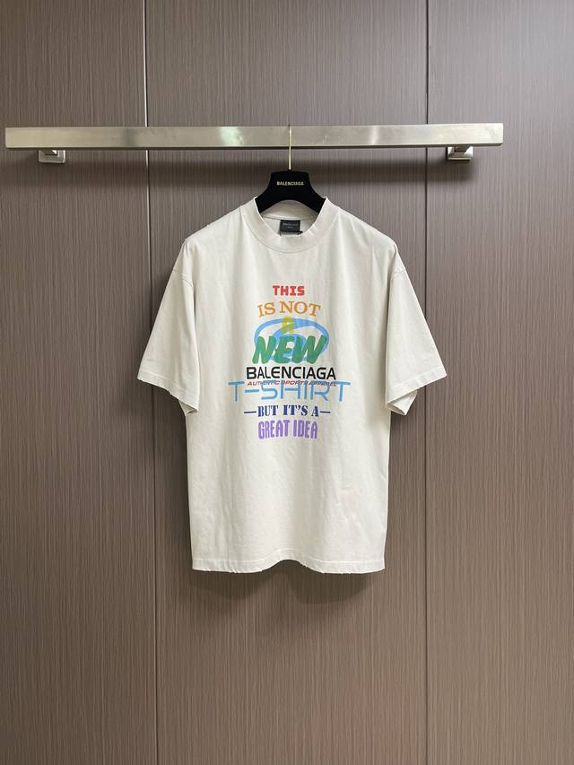 Balenciaga 2025Ss summer new idea printed short-sleeved T-shirt, retro jersey fa
