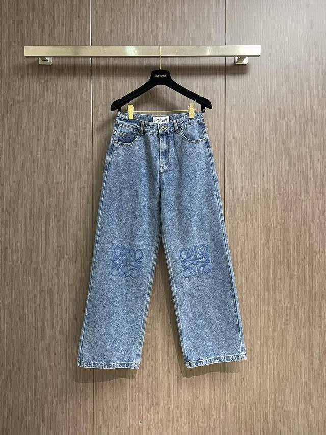 Loewe 2025Ss spring and summer new retro embroidered logo denim jeans are exclus