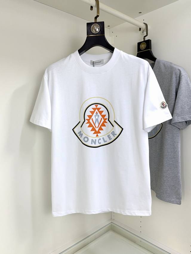 Cotton and linen Moncler top round neck casual short sleeves, high-end custom-ma