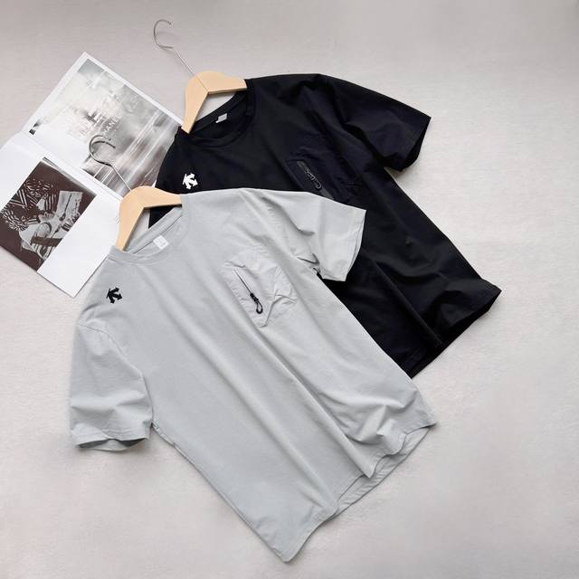 for Descente solid color fashionable all-match short-sleeved printed logo outdoo