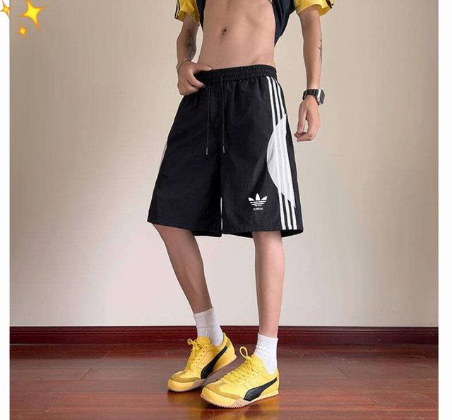 for Adidas Trefoil classic three-bar straight sports shorts casual pants America