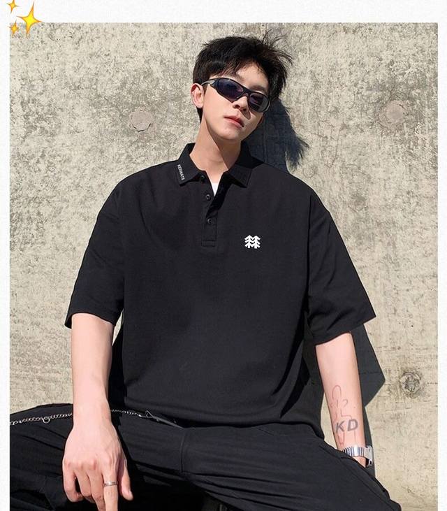 for Kolon Sport-Kolon 2025 summer new lapel Polo shirt T-shirt short-sleeved T-s