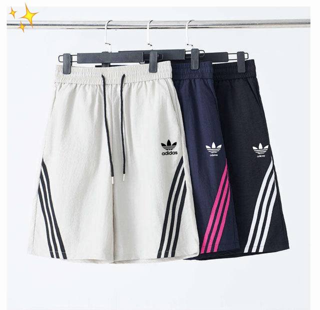 for Adidas 25Ss new summer trend quick-drying breathable striped loose shorts, u