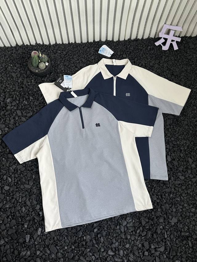 for - Kolon 25Ss Summer Couple Style Splicing Contrast Color Casual Polo Shirt S