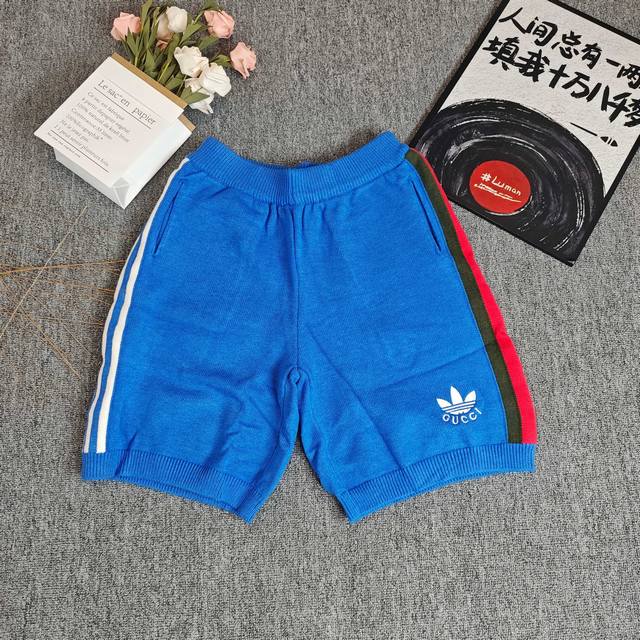 Adidas co-branded Gucci knitted shorts Size: Xs-L Color: Blue Xs: waist 80 hips