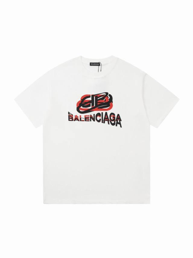 Balenciaga red reprint lock couple short-sleeved T-shirt Made of 260g double-san