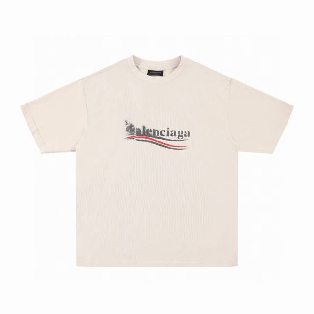 Balenciaga Ss24 fuzzy cola letter print round neck short-sleeved T-shirt Origina