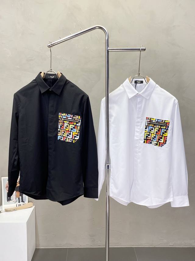 Fendi exclusive new men's casual long-sleeved shirt High-end customization High-