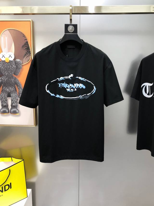 P*Ada Prada 2025 spring and summer new original men's round neck short-sleeved T