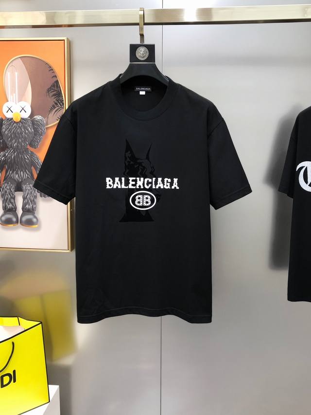 Bal*Nciaga 2025 spring and summer new original men's round neck short-sleeved T-