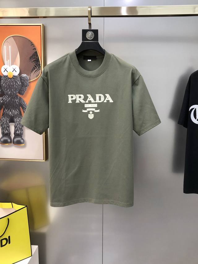 P*Ada Prada 2025 spring and summer new original men's round neck short-sleeved T