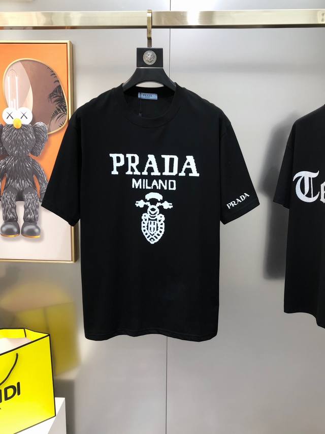 P*Ada Prada 2025 spring and summer new original men's round neck short-sleeved T