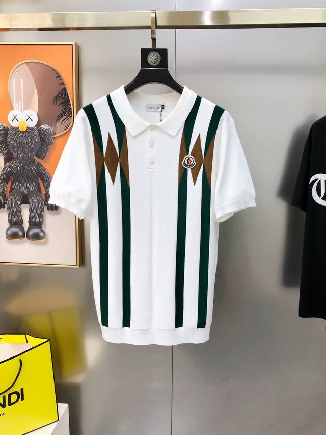 M*Ncler Moncler 2025 spring and summer new men's original lapel short-sleeved kn