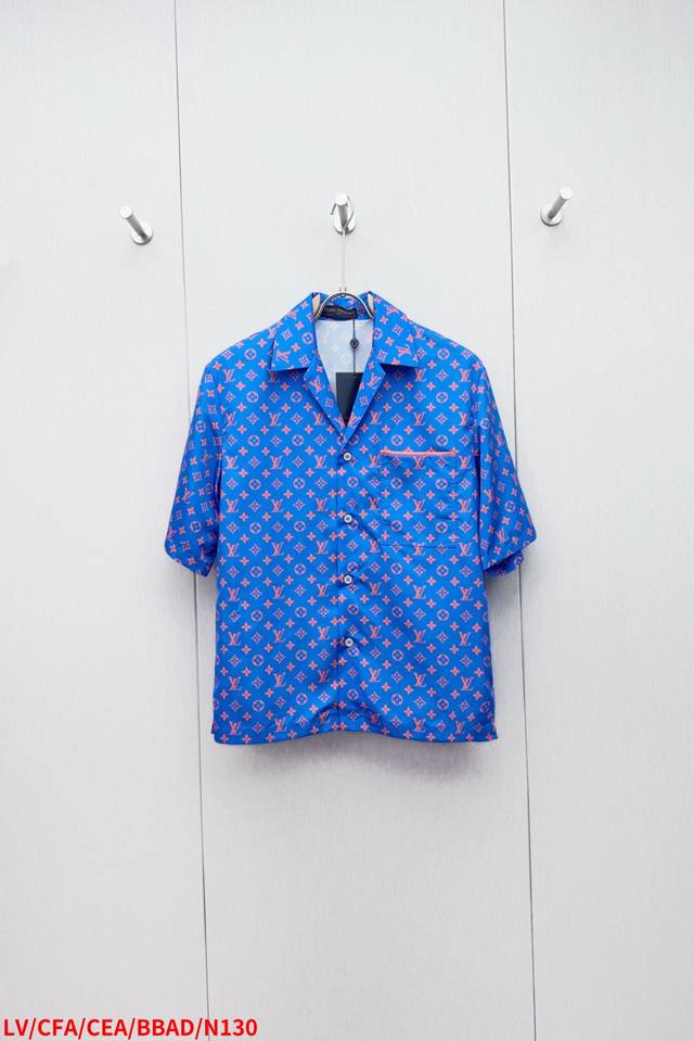 Tops and pants N130 Lvlouis Vuitton silk printed lapel short-sleeved shirt Made