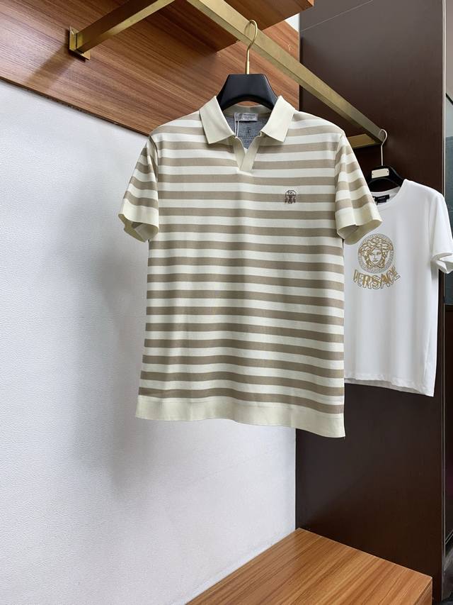 Bc2025 new men's small V-neck polo shirt short sleeves is made of imported fabri