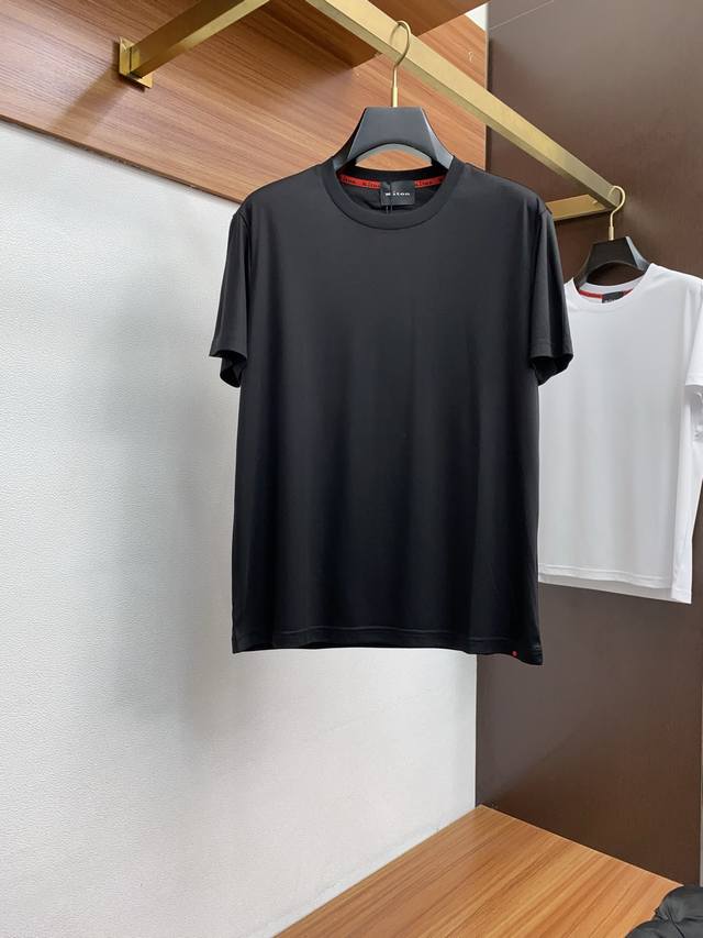 Kiton 25Ss Spring and Summer new double-sided mercerized pure cotton round neck
