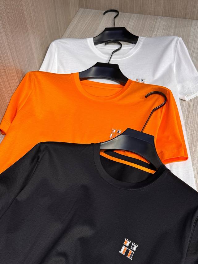 Model Hs038#, the latest high-frequency H-embroidered men's round-neck T-shirt f