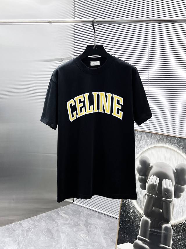 Celine 2025Ss new short-sleeved T-shirt, loose-fitting round neck T-shirt, high-