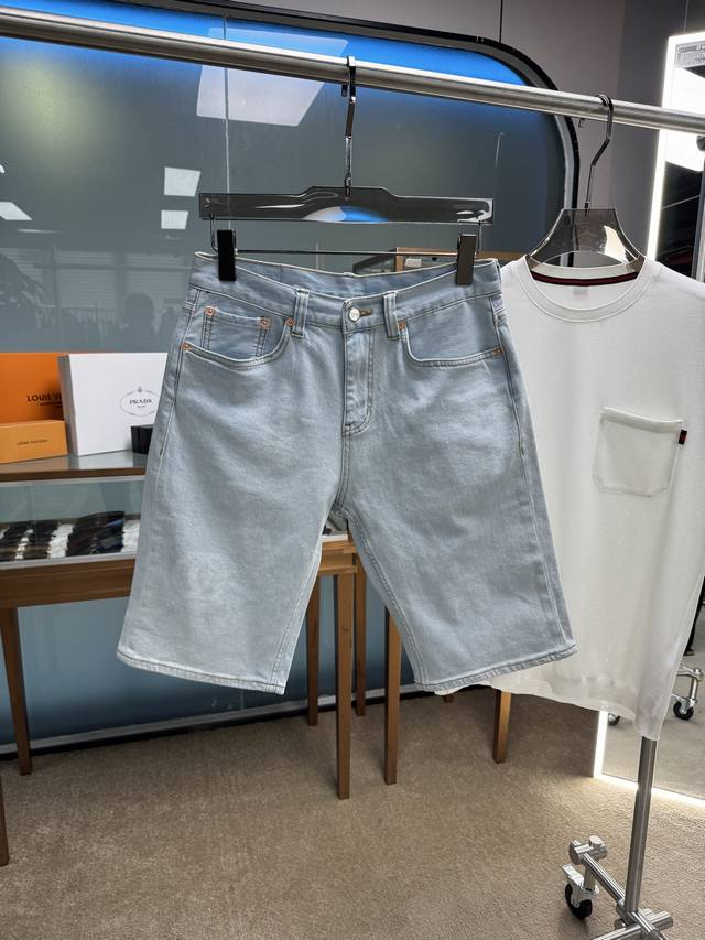 Gugci S counter hot sale water wave light blue denim shorts hot sale official we
