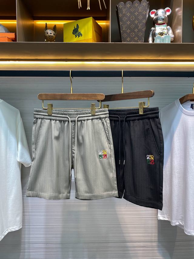 Lw25Ss Spring and Summer new vertical striped texture cotton drawstring shorts,