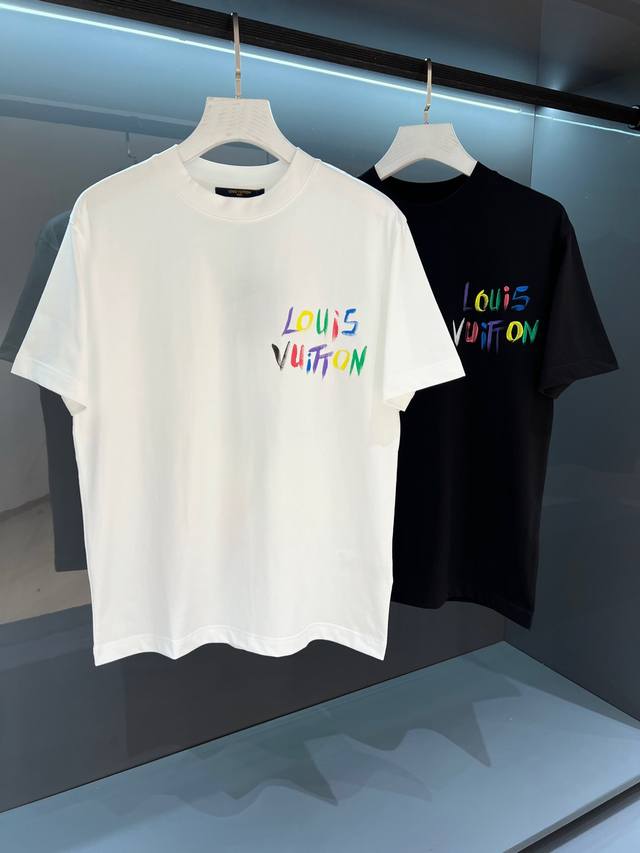 New 2025Ss Spring and Summer Men's Round Neck Printed Short Sleeve T-shirt Fashi