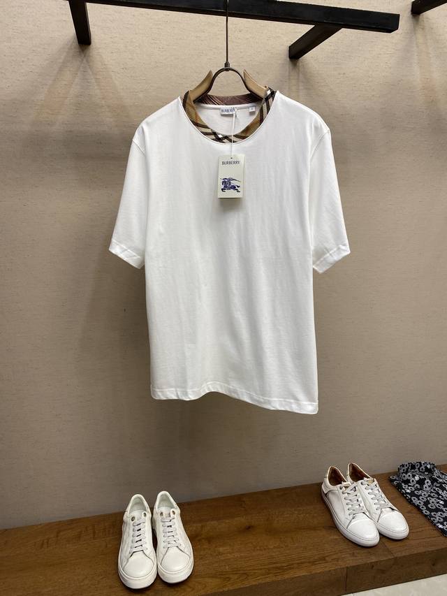 Bbr Plaid collar round neck short sleeves Release color: black, white, khaki Ori