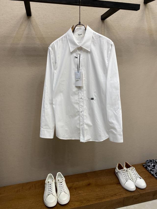 Celine, solid color embroidered shirt Fabric selection: The fabric is made of hi