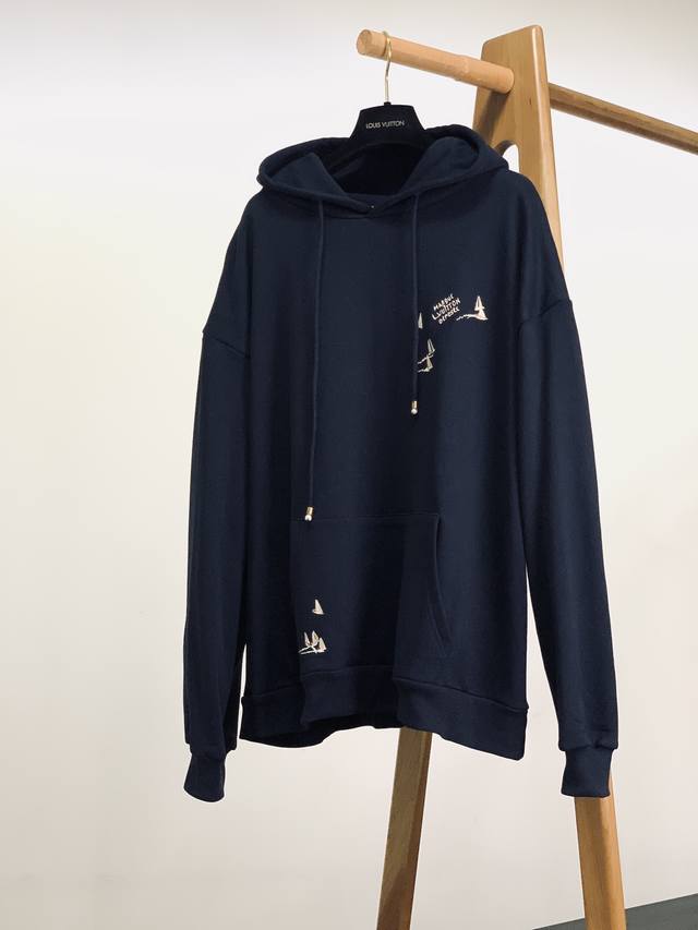 Louisvuitton 2025Fw Early Autumn New Product Sailboat Embroidered Hoodie. The cl