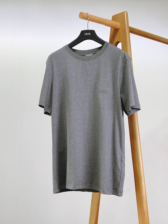 Dior Homme 2025Ss spring and summer new product gray embroidered short-sleeved T