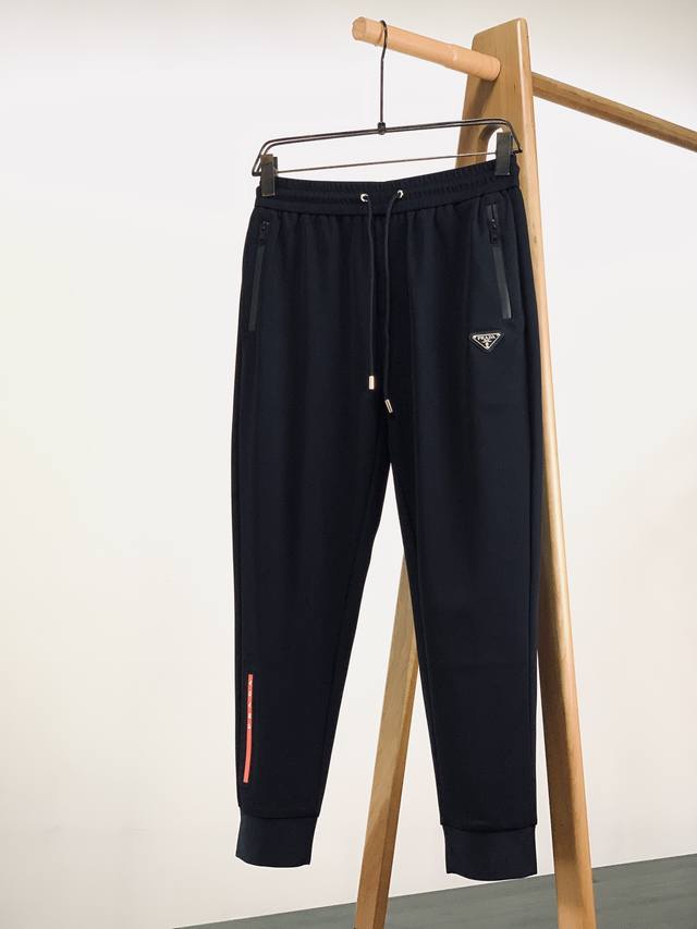 Prada 2025Ss Early Spring New Product Fashion drawstring casual pants, double-la