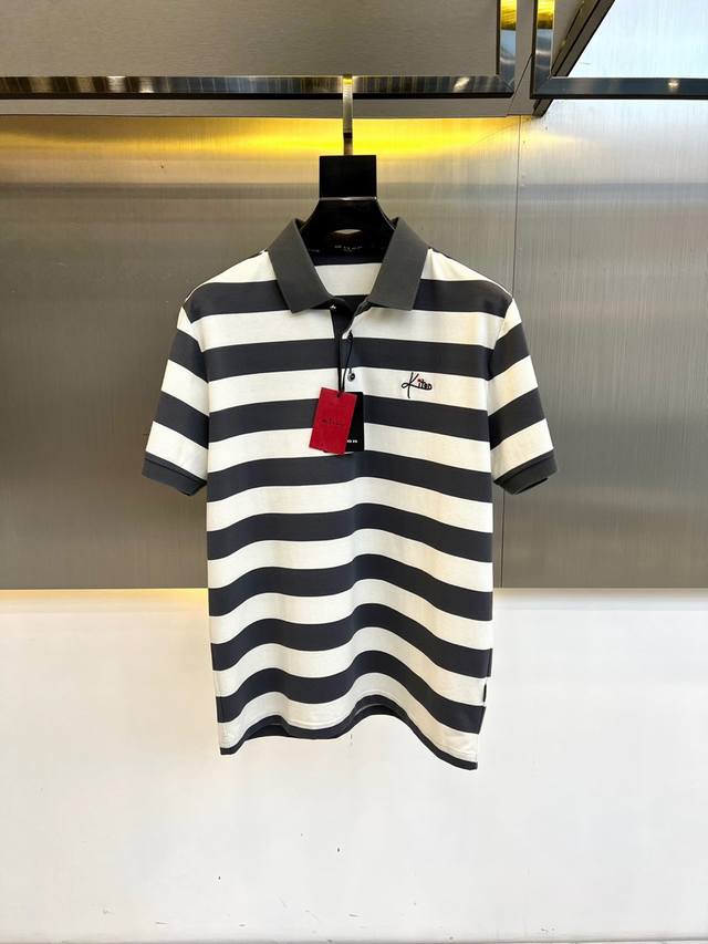 Kiton, 2025Ss Spring and Summer new product, men's striped design lapel short-sl