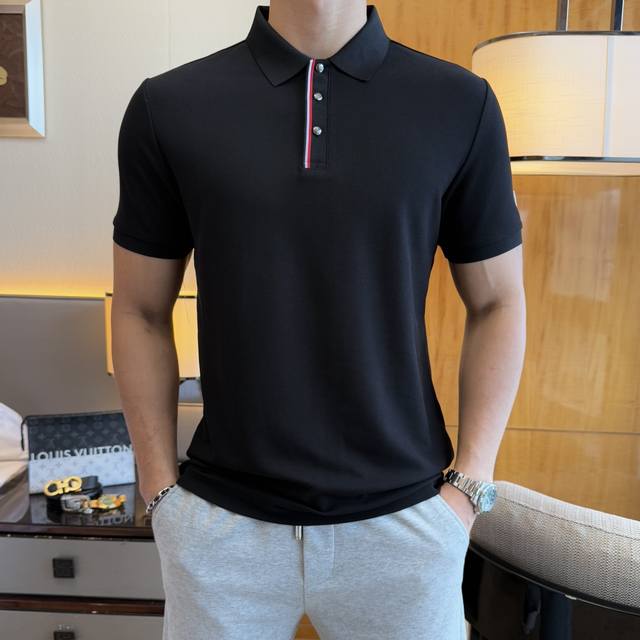 Moncler 2025Ss Spring and Summer New Polo Neck Short Sleeve Series. Selected hig