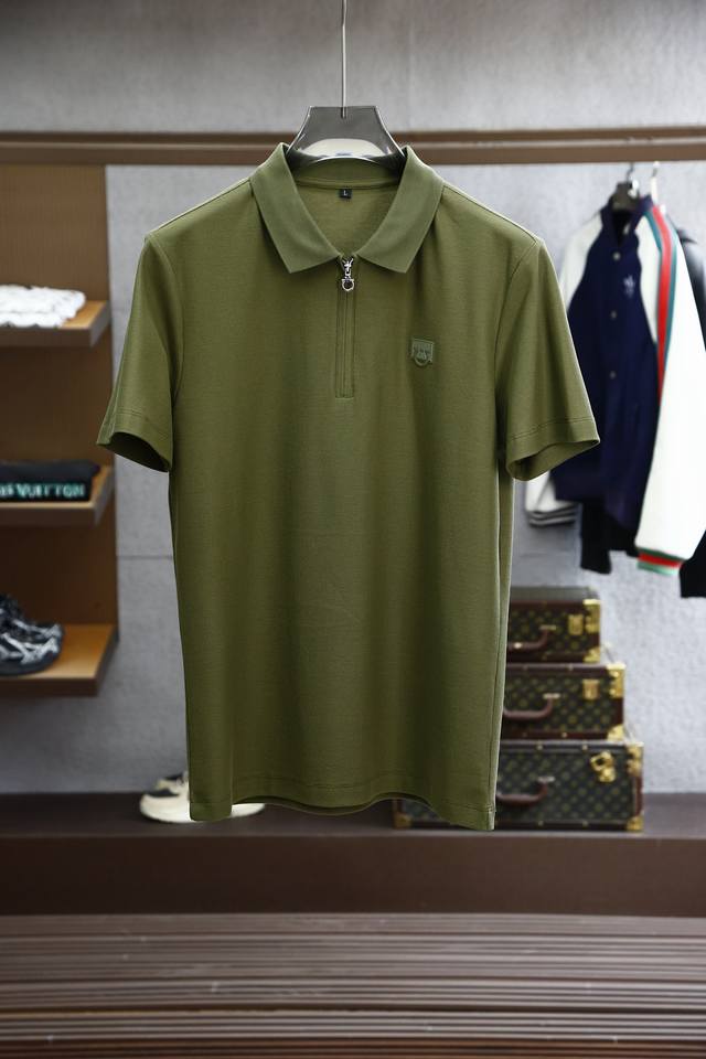 Zegna-2025Ss new summer product, men's classic logo embroidered pearl mesh busin