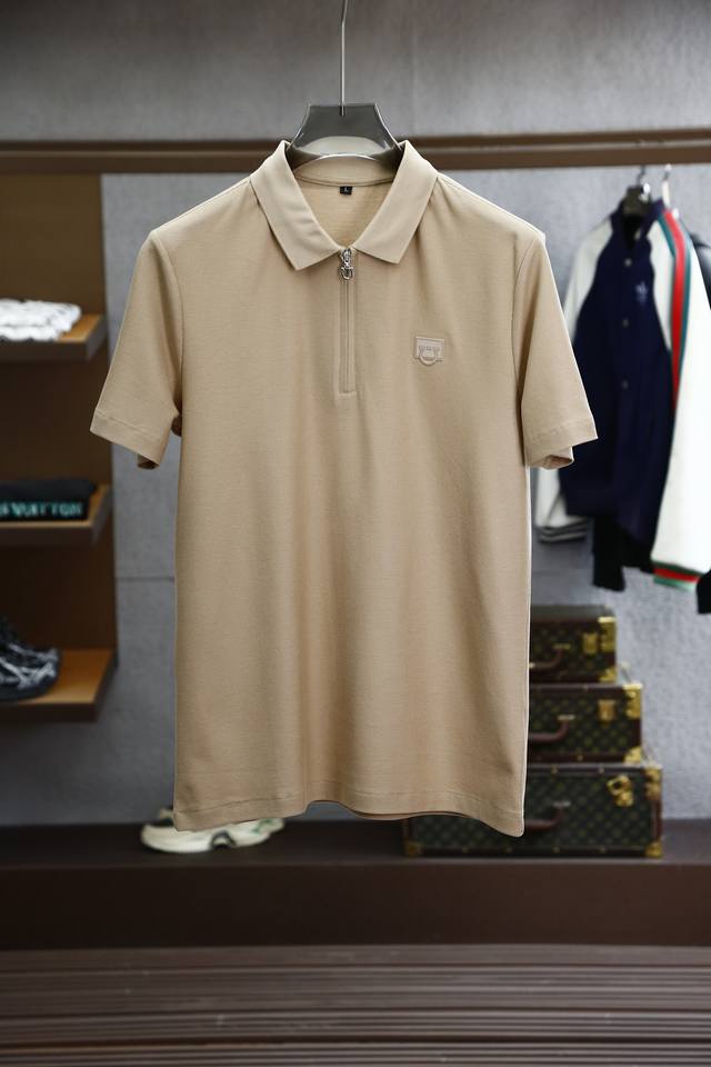 Ferragamo-2025Ss new summer product, men's classic logo embroidered pearl mesh b