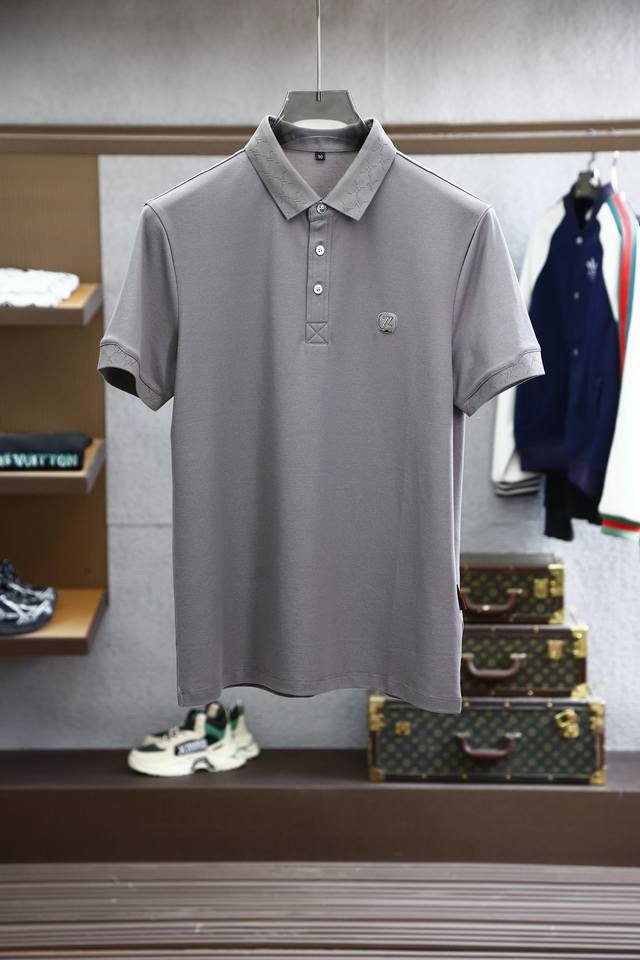 Zegna-2025Ss new summer product, men's classic logo embroidered pearl mesh busin