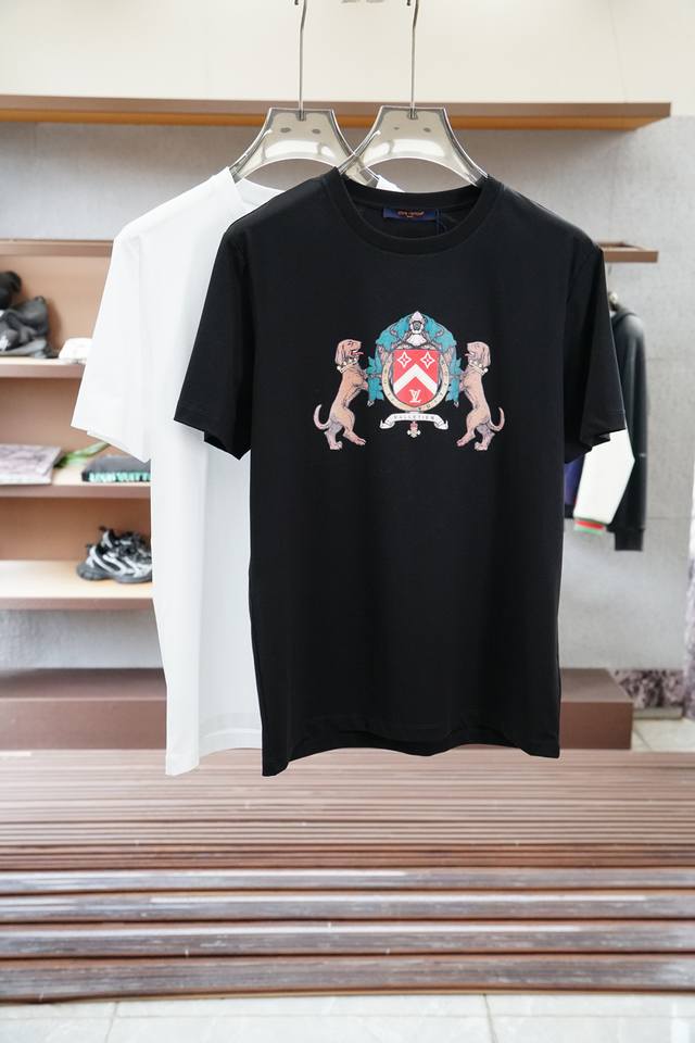 Lv Louis Vuitton 2025 Spring and Summer Series New Product Men's Round Neck Shor