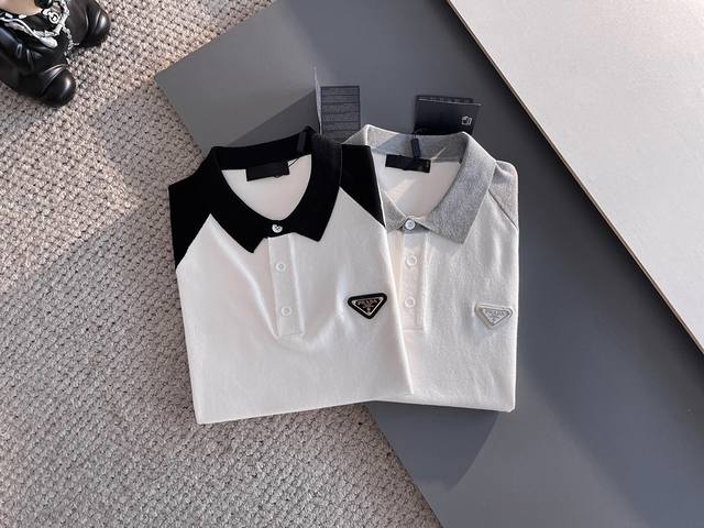 Prada 2025 new short-sleeved Polo, handsome and fashionable, top-positioned top-
