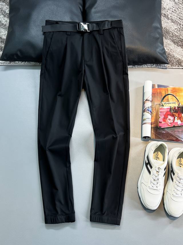 25Ss Spring and Summer Lightweight Cotton Blended Metal Buckle Belt Casual Pants