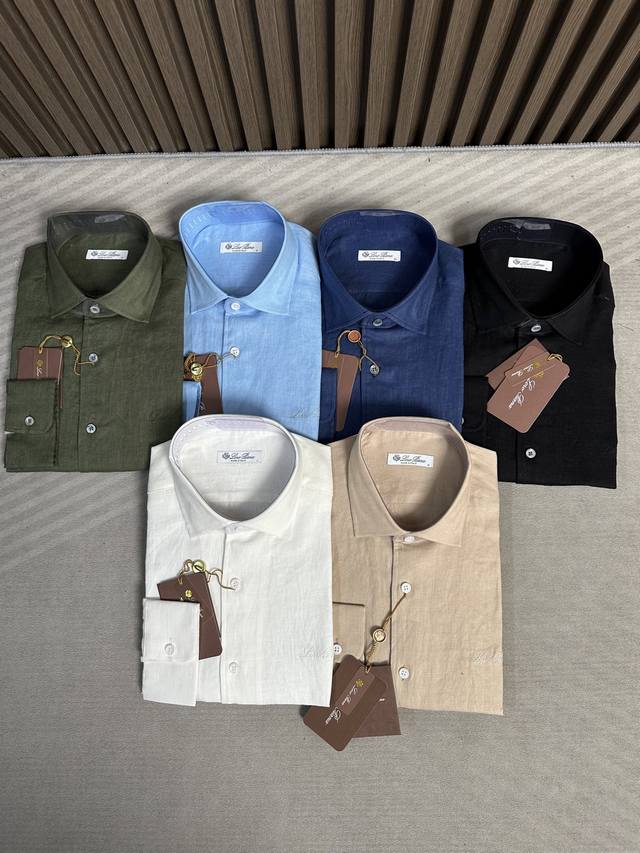 Lp 25Ss summer old money luxury gentleman linen fabric. Men's long-sleeved shirt