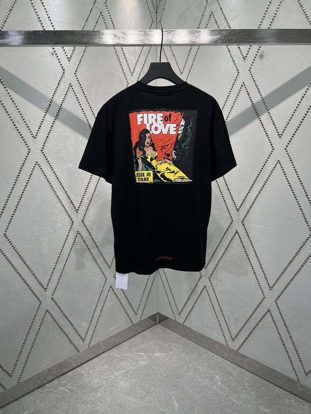 Chrome Hearts Ch X Deadly Doll American comic print Tee The fabric is made of 26