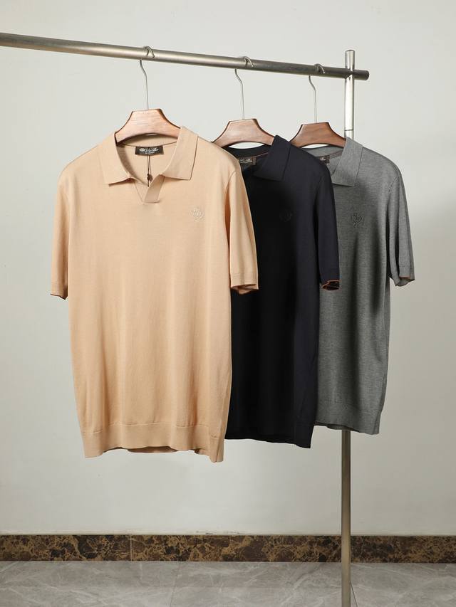 Lp2540 Early spring men's latest trade order lapel knitted short-sleeved T-shirt