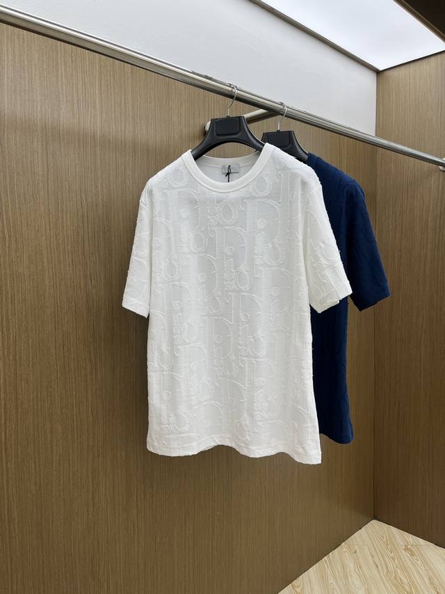 Dior Classic Cd House Towel Jacquard Crew Neck Short Sleeve T-Shirt Unisex This