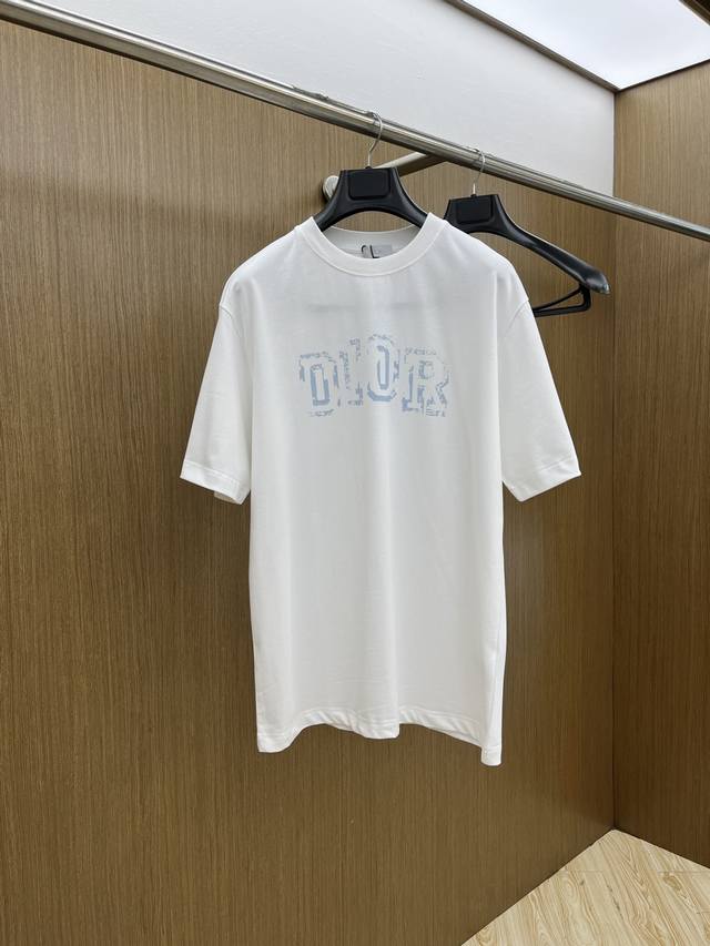 Dior 2025 new short-sleeved T-shirt with letters, loose round neck top, unisex s