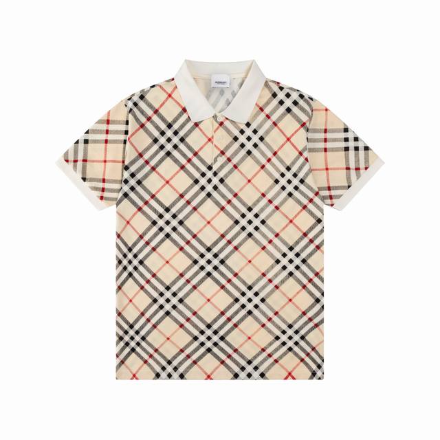 Bbr Burberry 25Ss new classic Burberry check old flower full print Polo 230g dou