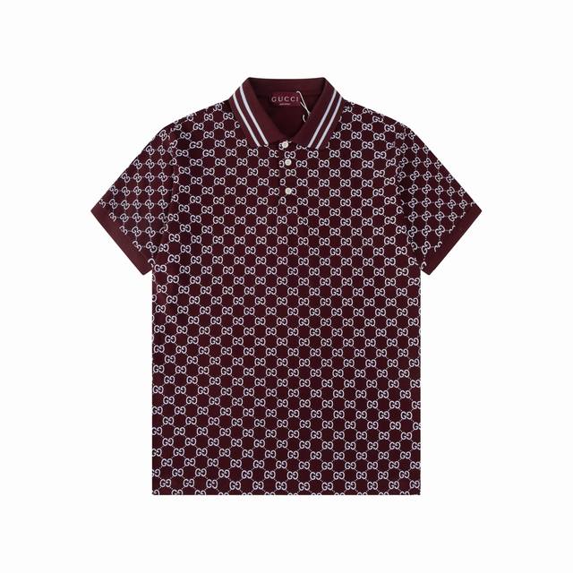 Gucci 25Ss new classic double Gg old flower full print Polo 230g cotton pique Co